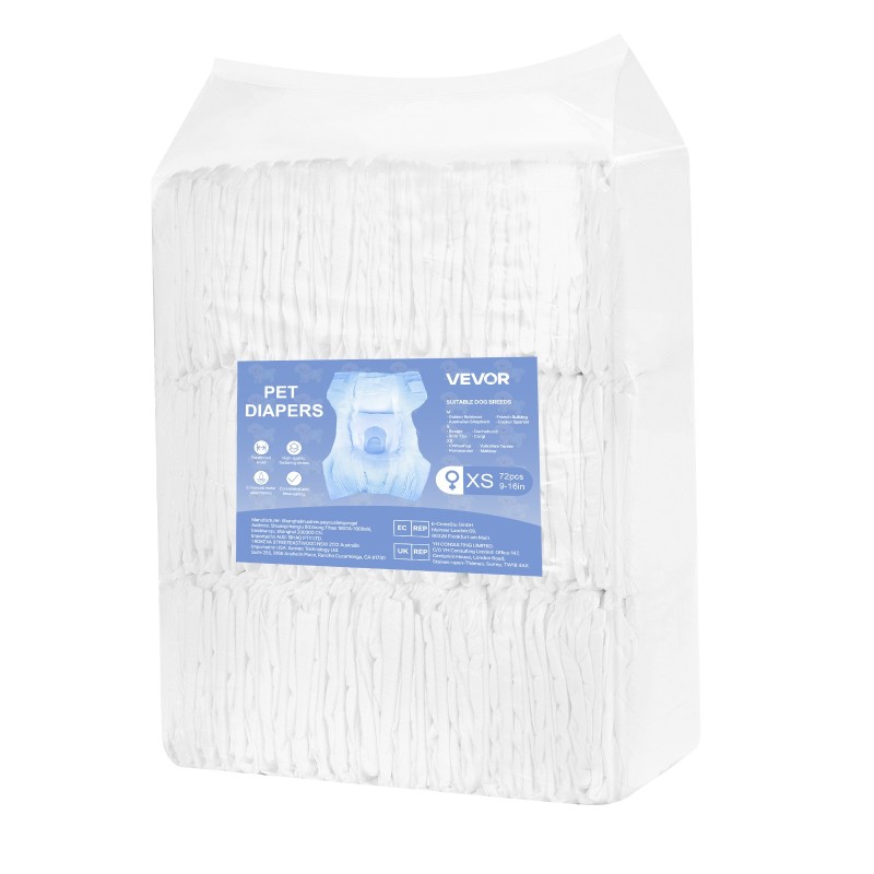 Kertakäyttöiset vaipat narttukoirille XS 144 kpl superimukykyinen vuotosuoja