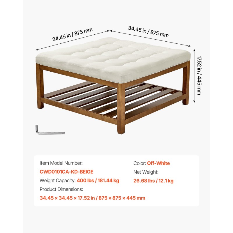 Rahipöytä suuri neliö pellavaverhoilu 87,5 cm avoin puuhylly 181 kg