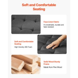 Monikäyttöinen neliönmuotoinen rahipöytä pellavaverhoilu tummanharmaa 875×875×445 mm