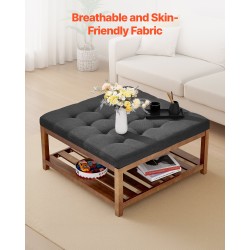 Monikäyttöinen neliönmuotoinen rahipöytä pellavaverhoilu tummanharmaa 875×875×445 mm