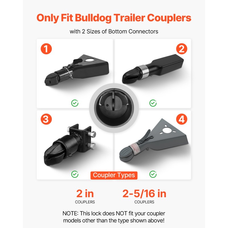 Vetokytkimen lukko hiiliteräs 6 mm Bulldog-yhteensopiva 50,6/58,6 mm 3 avainta