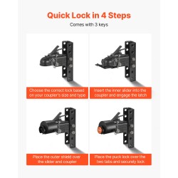 Perävaunun vetokoukun lukko hiiliteräs 58,6 mm valettuihin pallokytkimiin