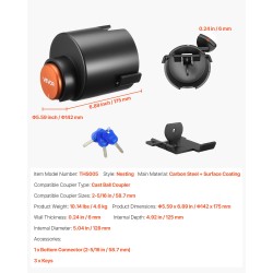 Perävaunun vetokoukun lukko hiiliteräs 58,6 mm valettuihin pallokytkimiin