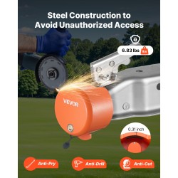 Perävaunun kuulan lukko hiiliteräsrunko 8 mm seinämänpaksuus sopii 47,5 50,6 58,6 mm