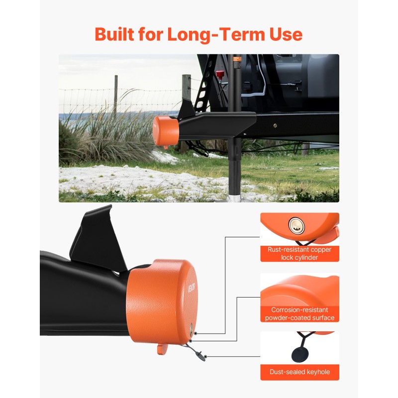 Perävaunun kuulan lukko hiiliteräsrunko 8 mm seinämänpaksuus sopii 47,5 50,6 58,6 mm