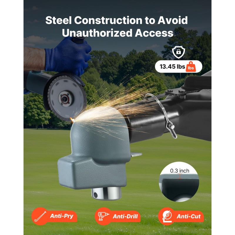 Perävaunun kytkinlukko hiiliteräs 7,5 mm seinämä 58,6 mm kytkimille 3 avainta