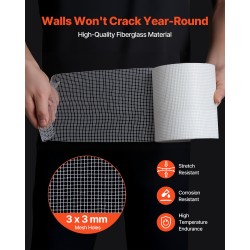 Itsekiinnittyvä lasikuitukipsilevyverkko 150 mm 30 m 12 rullaa seinien ja kattojen korjaukseen
