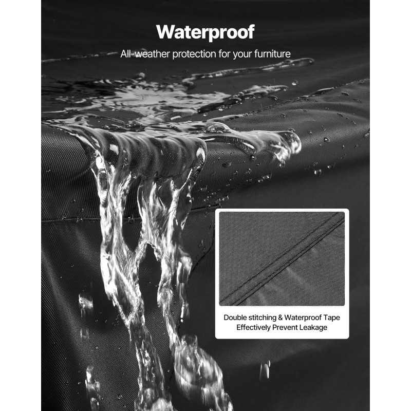 Ulkokalustesuoja ruokapöydille ja tuoleille 420D Oxford-kangas 330x214x71 cm musta