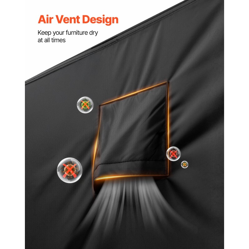 Puutarhakalusteiden suojapeite 420D Oxford-kangas 320x320x81 cm musta
