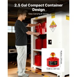 Turvapolttoainekanisteri 9,5 l kylmävalssattu hiiliteräs punainen ruostumaton liekinsammutin