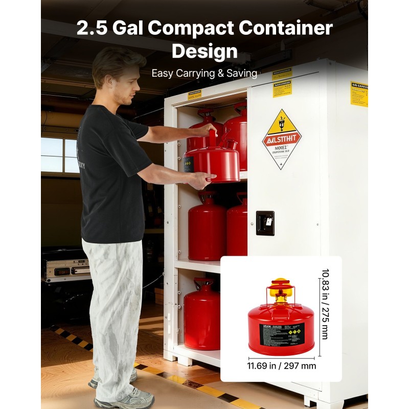 Turvapolttoainekanisteri 9,5 l kylmävalssattu hiiliteräs punainen ruostumaton liekinsammutin
