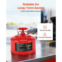 Polttoainekanisteri 9,5 l hiiliteräs tyyppi II punainen itsestään sulkeutuva kansi