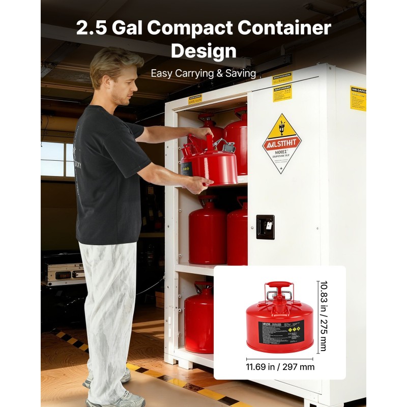 Polttoainekanisteri 9,5 l hiiliteräs tyyppi II punainen itsestään sulkeutuva kansi