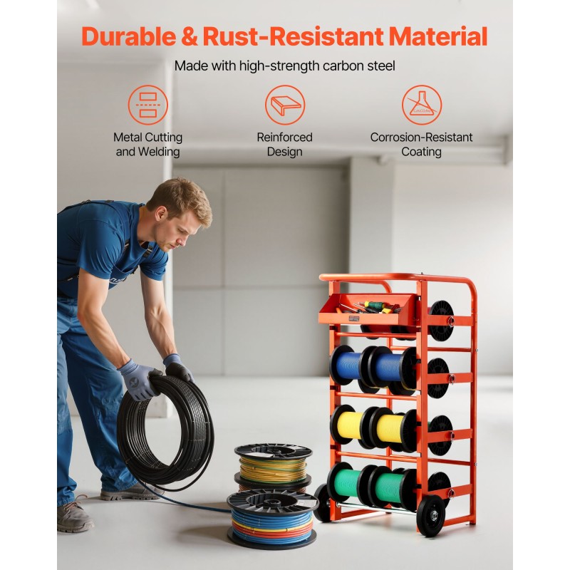 Kaapelikelaateline pulverimaalattu teräsrunko 4 keskimmäistä akselia ja 5–6 sivuakseleita täyskumipyörillä