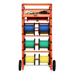 Kaapelikelaateline pulverimaalattu teräsrunko 4 keskimmäistä akselia ja 5–6 sivuakseleita täyskumipyörillä