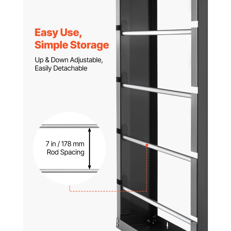 Lankakelateline kylmävalssattua terästä musta pinnoite 4 säädettävää tankoa 68 kg seinäkiinnitys