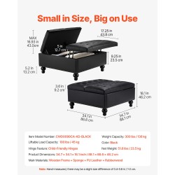 Säilytysrahi neliö 88 cm musta PU-keinonahka sohvapöytä ja lisäistuin