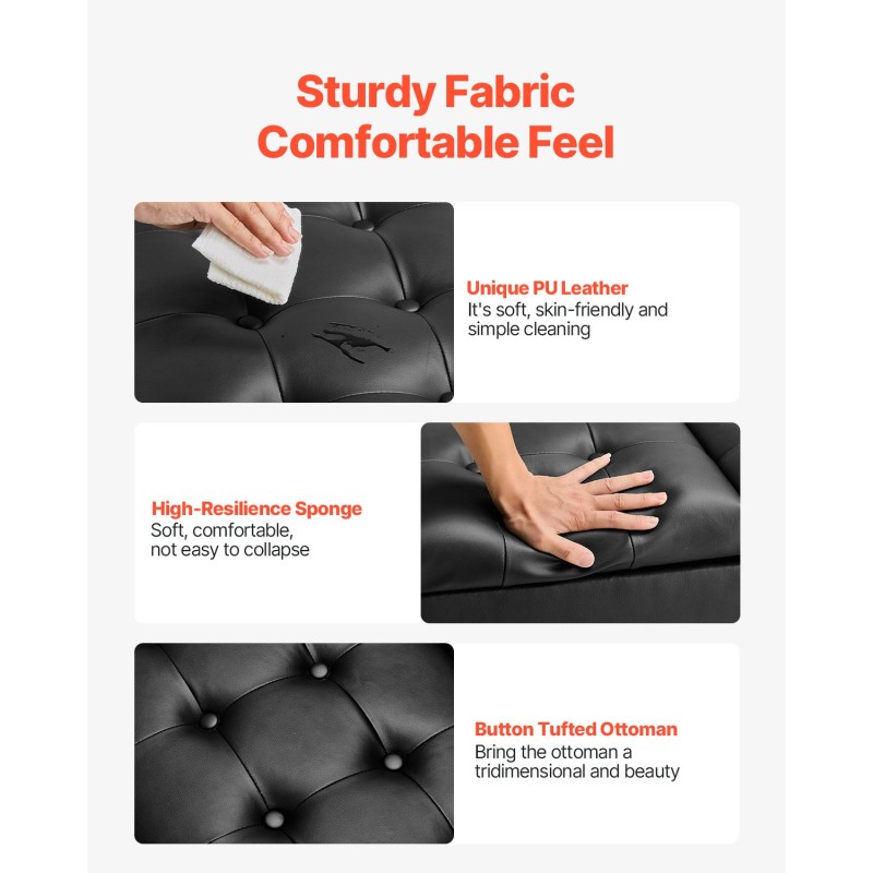 Säilytysrahi neliö 88 cm musta PU-keinonahka sohvapöytä ja lisäistuin