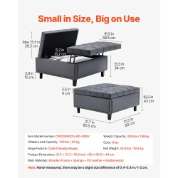 Neliönmuotoinen säilytysrahi 80 cm PU-nahkaverhoilu harmaa säilytystila