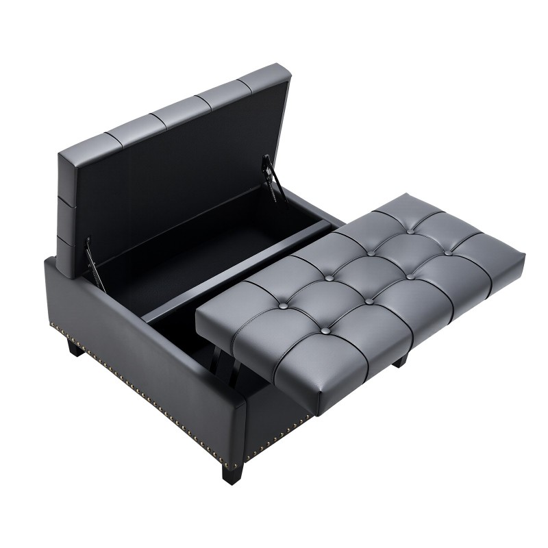 Neliönmuotoinen säilytysrahi 80 cm PU-nahkaverhoilu harmaa säilytystila