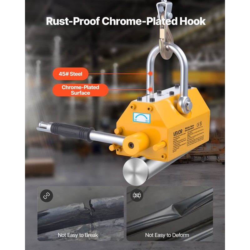 Nostomagneetti neodyyminen 600 kg vetokyky teräslevyille mekaaninen kytkentäkahva