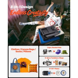 Monitoiminen lämpöpuristin teräs suuri lämmityslevy kahdeksan toimintoa sublimaatioon