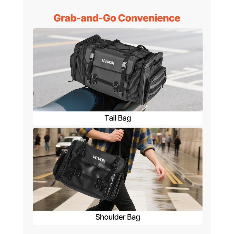 Moottoripyörän takalaukku laajennettava 40–60 litraa polyesteri musta