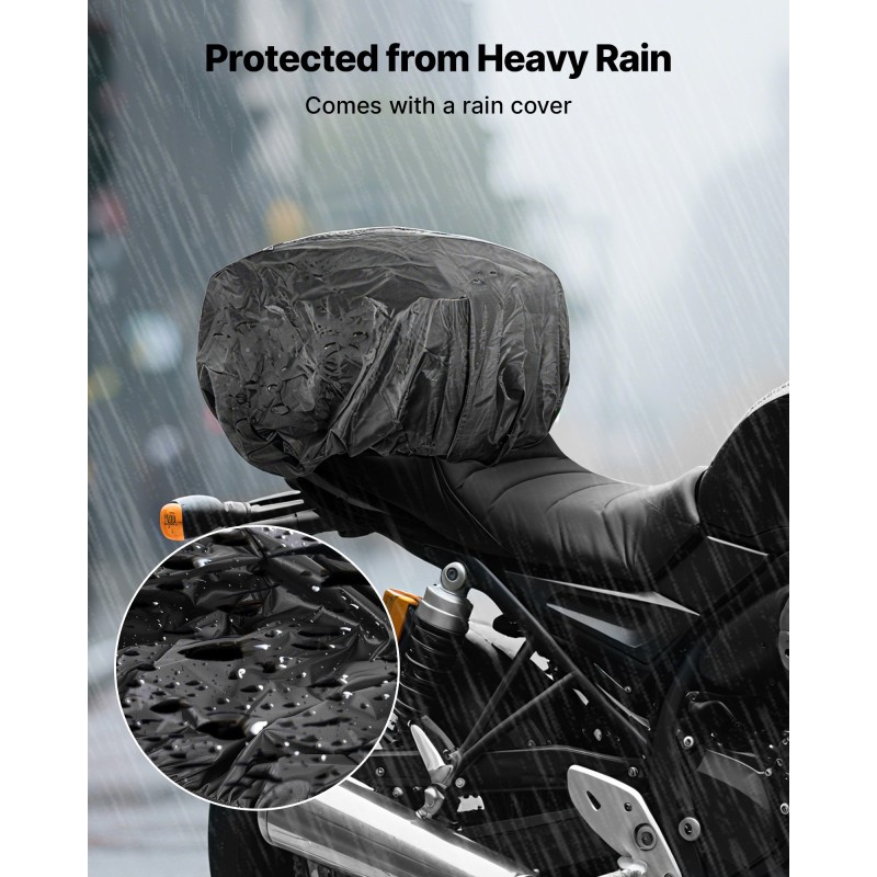 Moottoripyörän takalaukku 10 l musta 600D Oxford-kangas yleismallinen