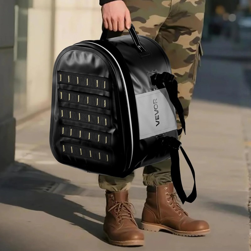 Moottoripyörän takalaukku 28 l 500D PVC verkkokangas vedenpitävällä vetoketjulla säädettävillä soljilla