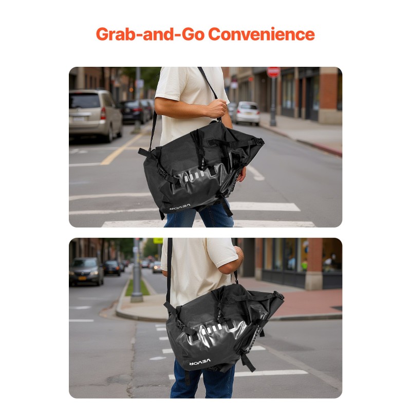 Moottoripyörän sivulaukku 500D PVC 28 L vesitiivis musta