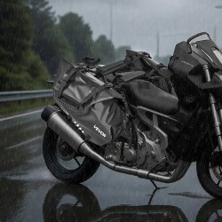 Moottoripyörän sivulaukku 500D PVC 28 L vesitiivis musta