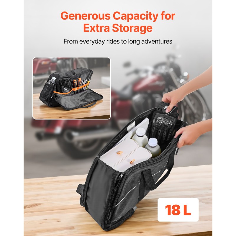 Moottoripyörän sisälaukku 18 litraa korkeatiheyksinen nailon irrotettava olkahihna