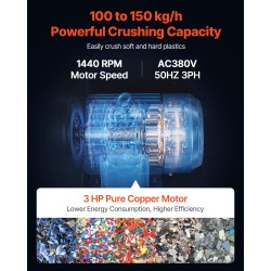 Muovimurskain 3HP 100–150 kg/h 6 mm seula 11 SKD-11 terää