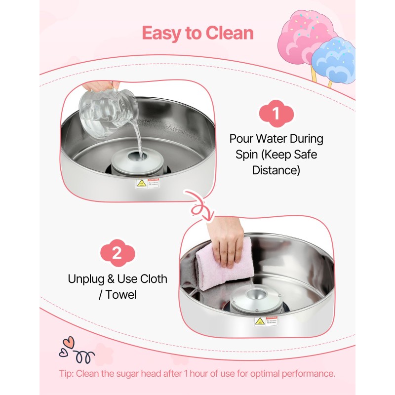 Hattarakone 1000W ruostumaton teräskulho 38 cm sininen kotikäyttöön