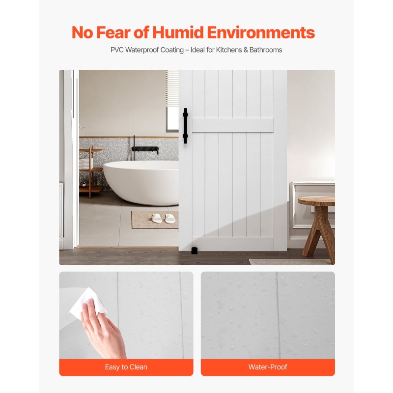 Liukuovi H-muotoinen MDF ja mänty 914 x 2134 mm valkoinen vesitiivis PVC-pinnoite