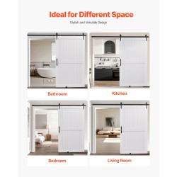 Liukuovi H-mallinen MDF-mänty 1219 x 2134 mm valkoinen vedenpitävä PVC-pinnoite asennussarjalla