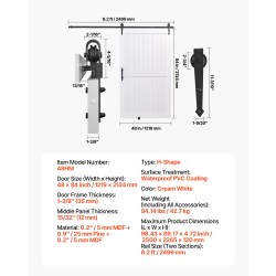 Liukuovi H-mallinen MDF-mänty 1219 x 2134 mm valkoinen vedenpitävä PVC-pinnoite asennussarjalla