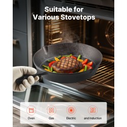 Paistinpannusetti valurautaiset esimaustetut 3 kpl halkaisijat 160 220 265 mm uuniin induktiolle