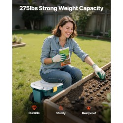 Puutarhavaunu muovinen 360-asteinen istuin ja säilytyslaatikko