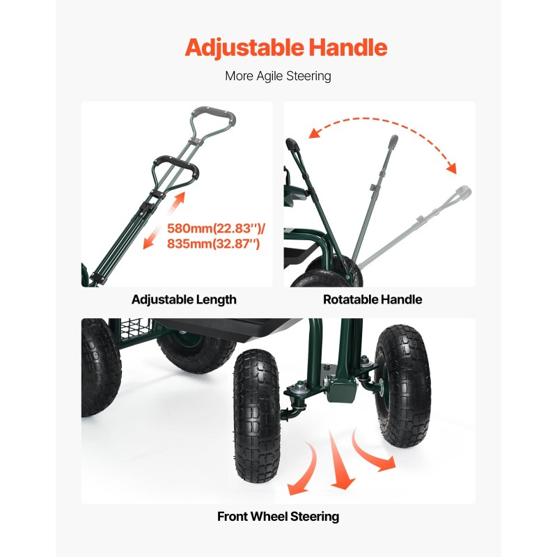 Puutarhatuoli pyörillä teräsrunko korkeussäädettävä kääntyvä pehmustettu istuin