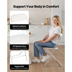 Taittuvat PP-muoviset tuolit 6 kpl metallirunko valkoinen