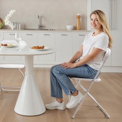 Taittuvat PP-muoviset tuolit 6 kpl metallirunko valkoinen