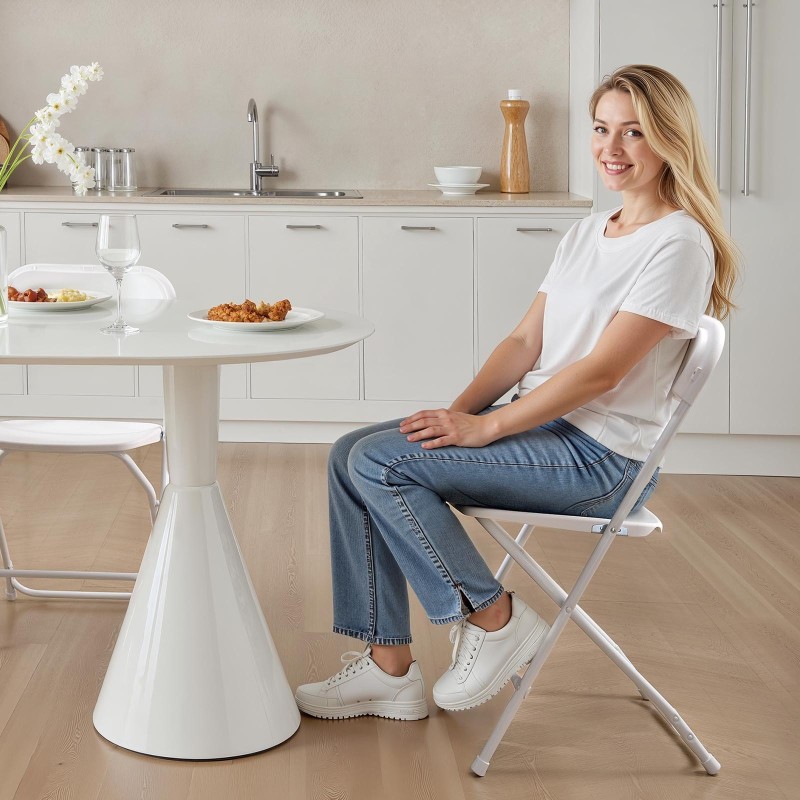 Taittuvat PP-muoviset tuolit 6 kpl metallirunko valkoinen