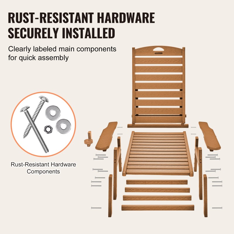 Ulkolepotuoli HDPE-muovinen säädettävä 6 asentoa 183 cm pitkä 181 kg kantavuus