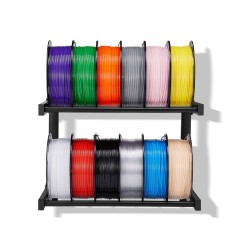 Seinäkiinnitteinen 3D filamenttiteline hiiliteräs jauhemaalattu 2-kerroksinen musta pyörällisillä pidikkeillä