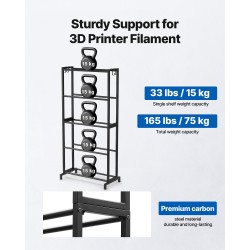 3D-tulostuslankojen säilytyshylly 5-tasoinen hiiliteräs musta H-muotoinen helppo asennus