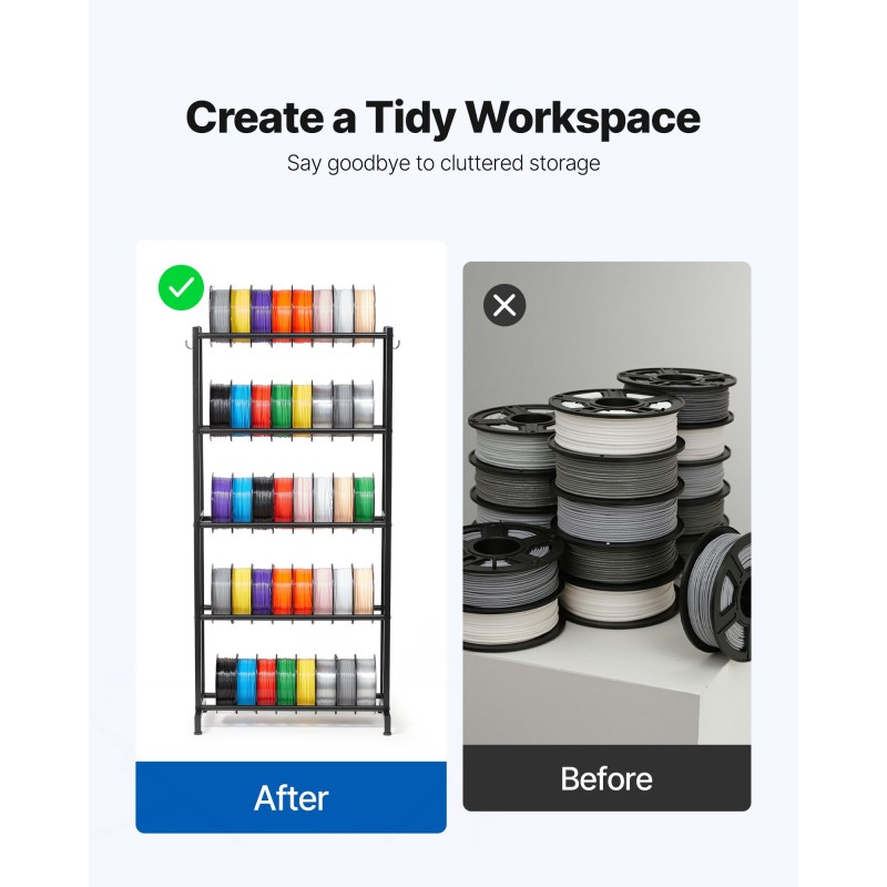 3D-tulostuslankojen säilytyshylly 5-tasoinen hiiliteräs musta H-muotoinen helppo asennus