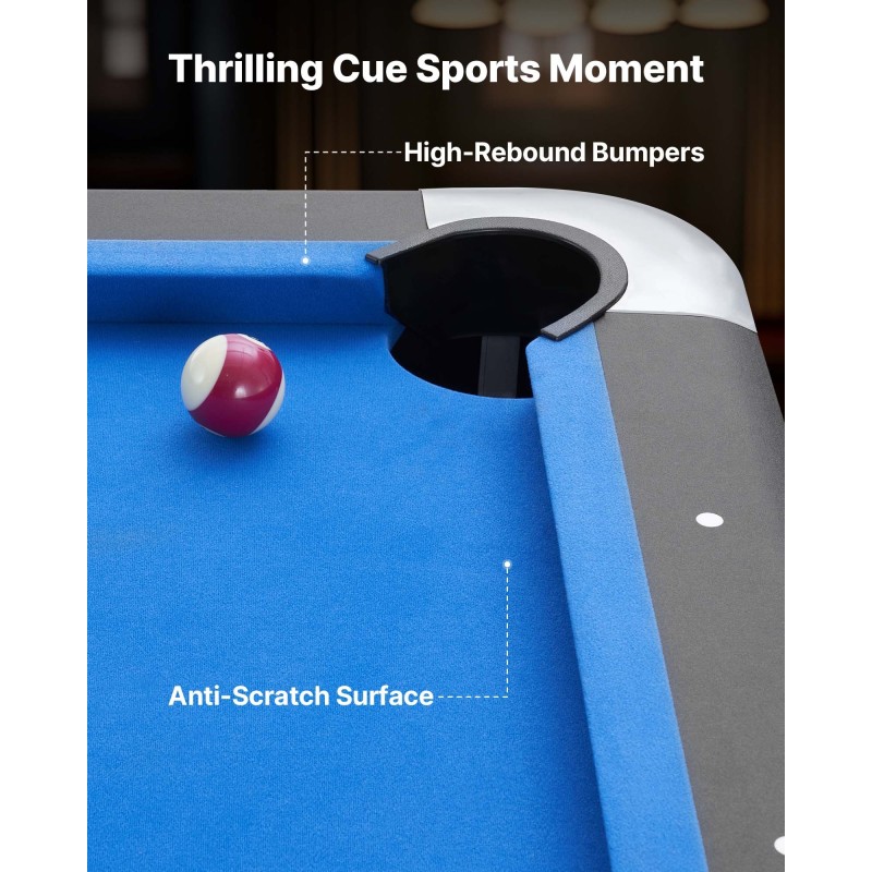 Biljardipöytä 213 cm MDF-runko PVC-viimeistely säädettävät jalat pelisetti mukana