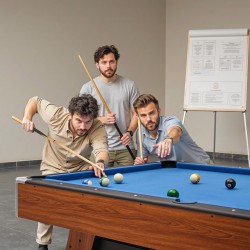 Biljardipöytä 244 cm MDF runko sininen verka säädettävät jalat aloitussetti mukana kotikäyttöön