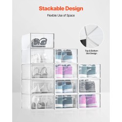 Pinottavat läpinäkyvät kenkälaatikot muovia US-koko 11 asti 12 kpl valkoinen kehys